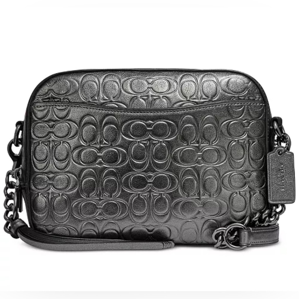 Coach Metallic Signature Embossed Leather Camera Bag - Picture 4 of 15
